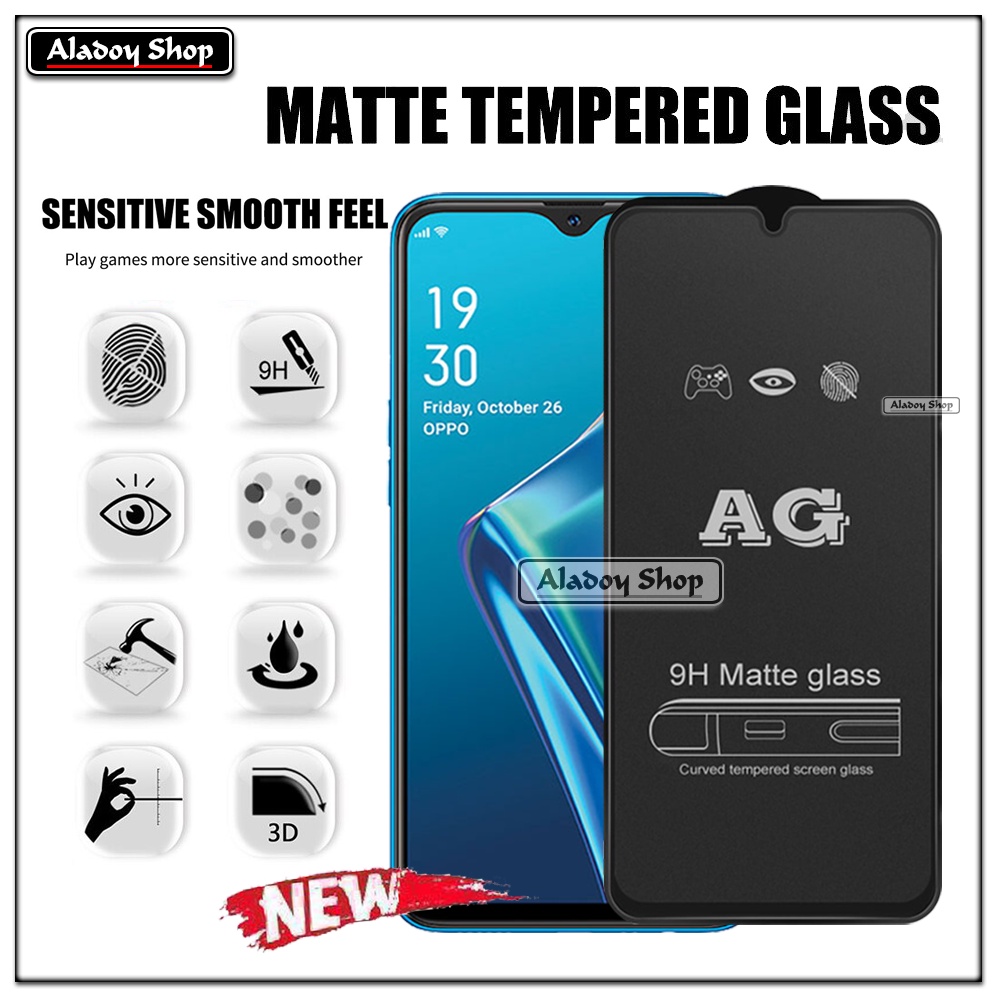 Oppo A5S/A12/A7 PAKET 2IN1 Tempered Glass Matte Anti Glare Full Layar dan Tempered Glass Kamera