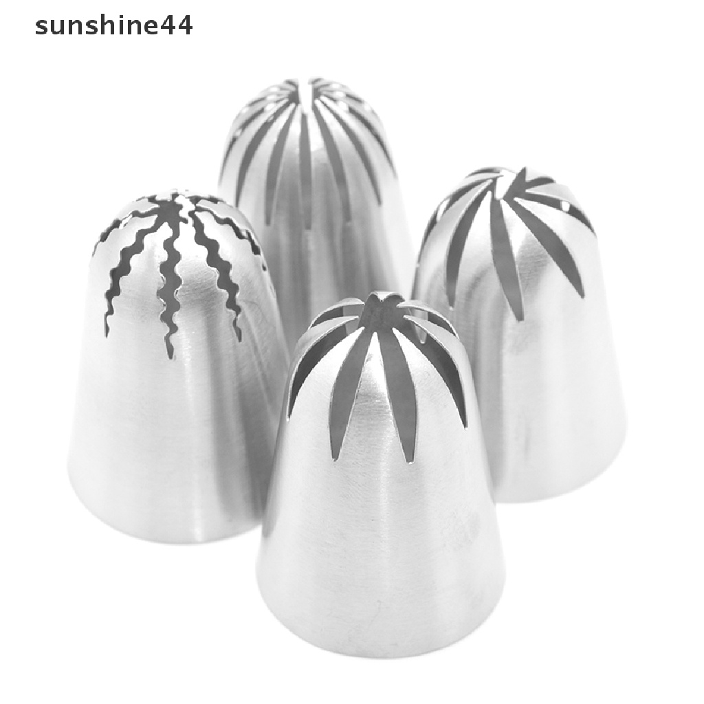 Sunshine 4pcs / Set Spuit Piping Bahan Stainless Steel Untuk Dekorasi Kue