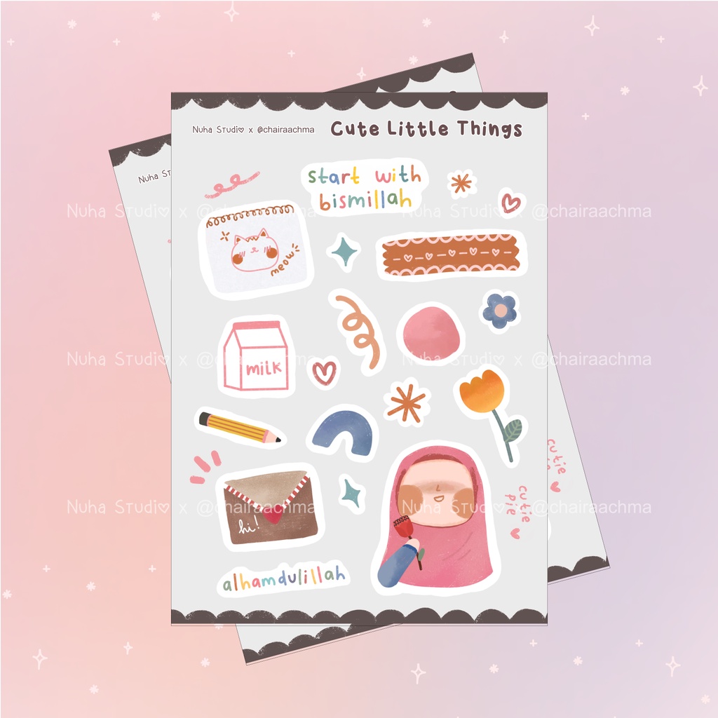 

Sticker by chairaachma | Cute Little Things Bismillah Milk Susu Flower Bunga Pencil Pensil Mail Surat Alhamdulillah No Face Faceless Muslimah | Aesthetic Sticker Estetik Stiker HP Laptop Botol Cute Waterproof Scrapbook Diary Journal Bujo Anti Air