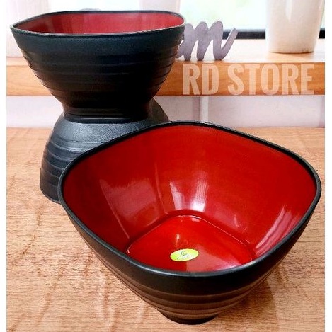 promo 3.pcs mangkok ramen persegi ulir plastik food grade polos...
