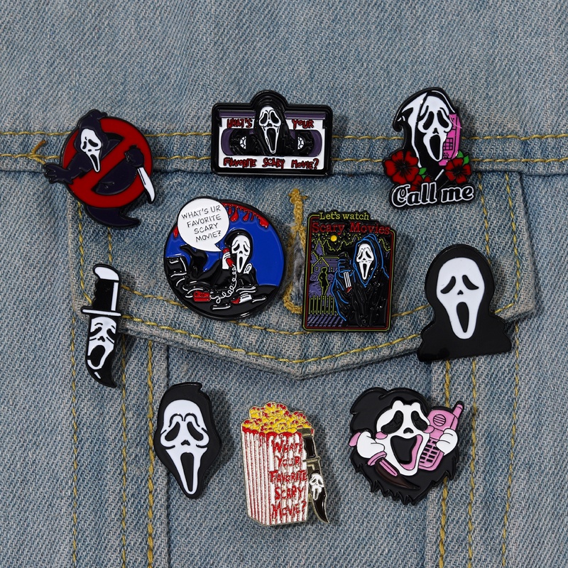 Bros Pin Enamel Bentuk Hantu Teriak Untuk Perhiasan Halloween