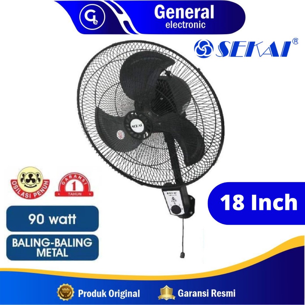 Kipas Angin Dinding / Wall Fan SEKAI HWN 1857 PO ORIGINAL