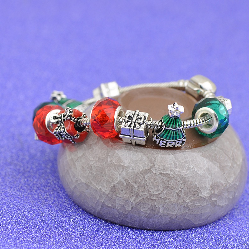 Gelang Tangan Alloy Hias Manikmanik Kristal Kaca DIY Untuk Wanitanatal