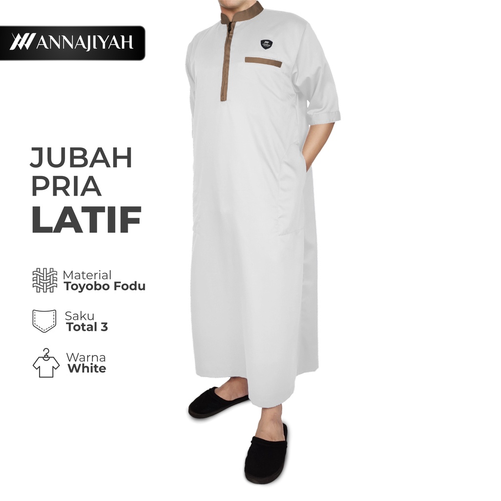 Jubah Gamis Pria Dewasa dan Remaja Latif Polos ANNAJIYAH Bahan Original Toyobo Premium