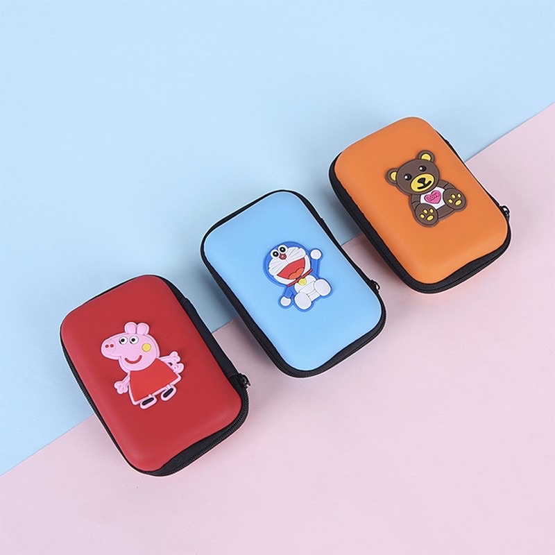 Dompet Headset Kartun/ Dompet Koin Karakter/ Dompet Kabel Charger, Earphone , Multifunctional Storage Bag Black