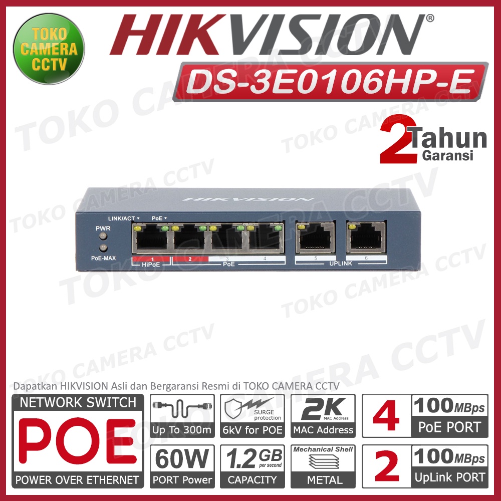 SWITCH POE 4 PORT HIKVISION DS-3E0106HP-E HIGH POWER PTZ