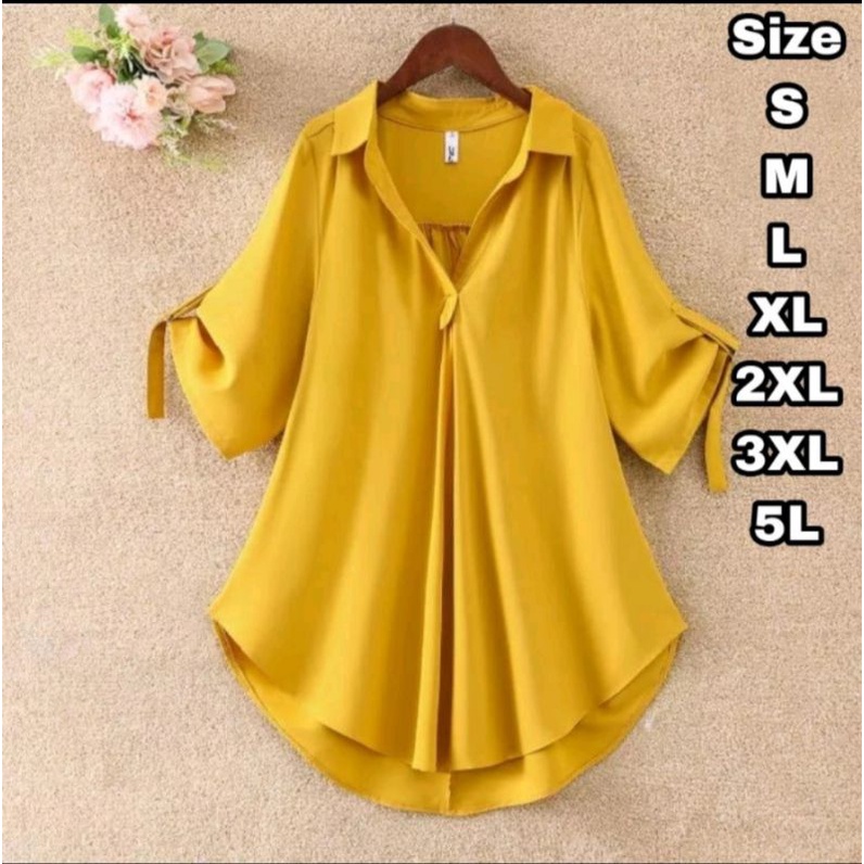 PREMIUM SERIES AINUN BLOUSE POLOS BIG SIZE S M L XL XXL XXXL 5L ATASAN OVER SIZE JUMBO KERJA WANITA