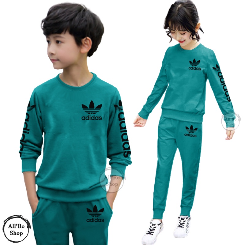 Baju Setelan Anak ABG UNISEX Stelan Olahraga Lengan Panjang Motif ADDS DAUN Usia 5 sampai 13 tahun ARS 17