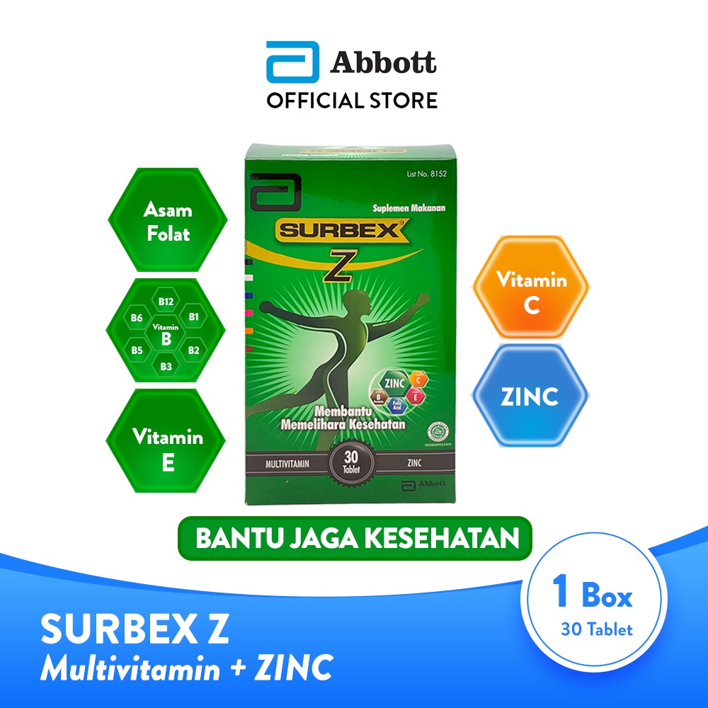 Abbott Surbex Z box 30 tablet - Multivitamin Lengkap & ZINC