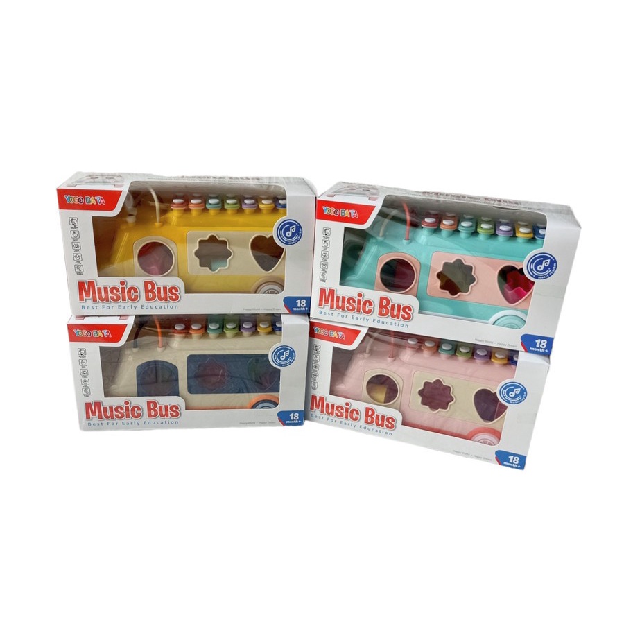 PROMO Mainan Bus Music Baby Shape Sorter Edukasi Musik Puzzle Mobil Xylphone