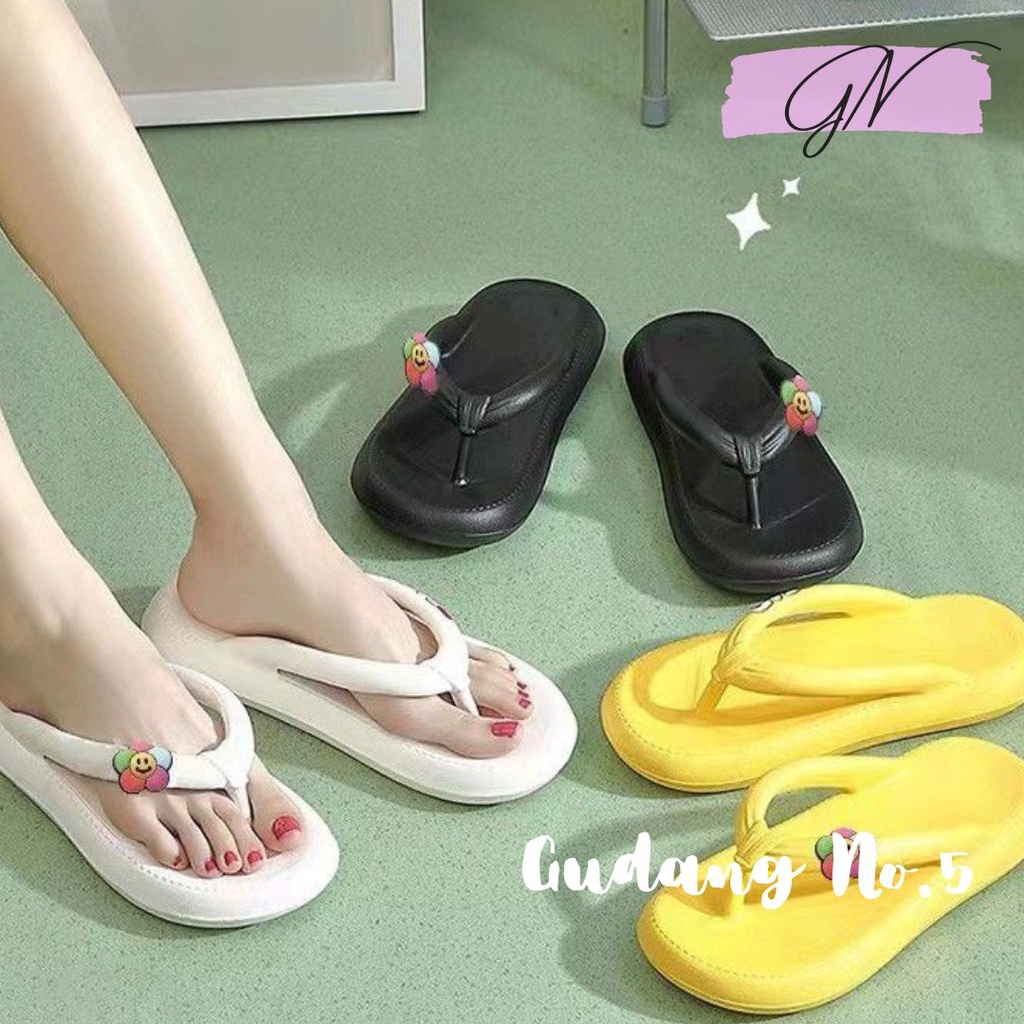 GN-2612-3 Sandal Jepit Fashion Wanita Motif Bunga Import EVA Rubber