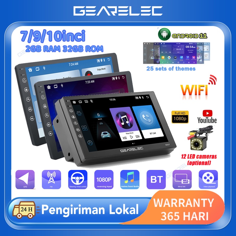 【Hadiah gratis】 Car Radio Mobil Navigasi 4G + 32G Android 12 Head Unit with 25 tema car radio untuk TOYOTA Daihatsu Mitsubishi HONDA SUZUKI Hyundai NISSAN 7/9/10 Inci IPS Lapisan Layar Sentuh  Dukungan WiFi/GPS/youtube