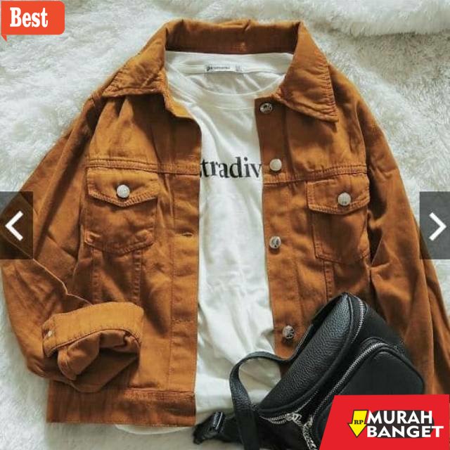 jaket hijaber Jaket Jeans Coklat/ Kuning Bata | Jaket Denim | Jaket Wanita Mustard
