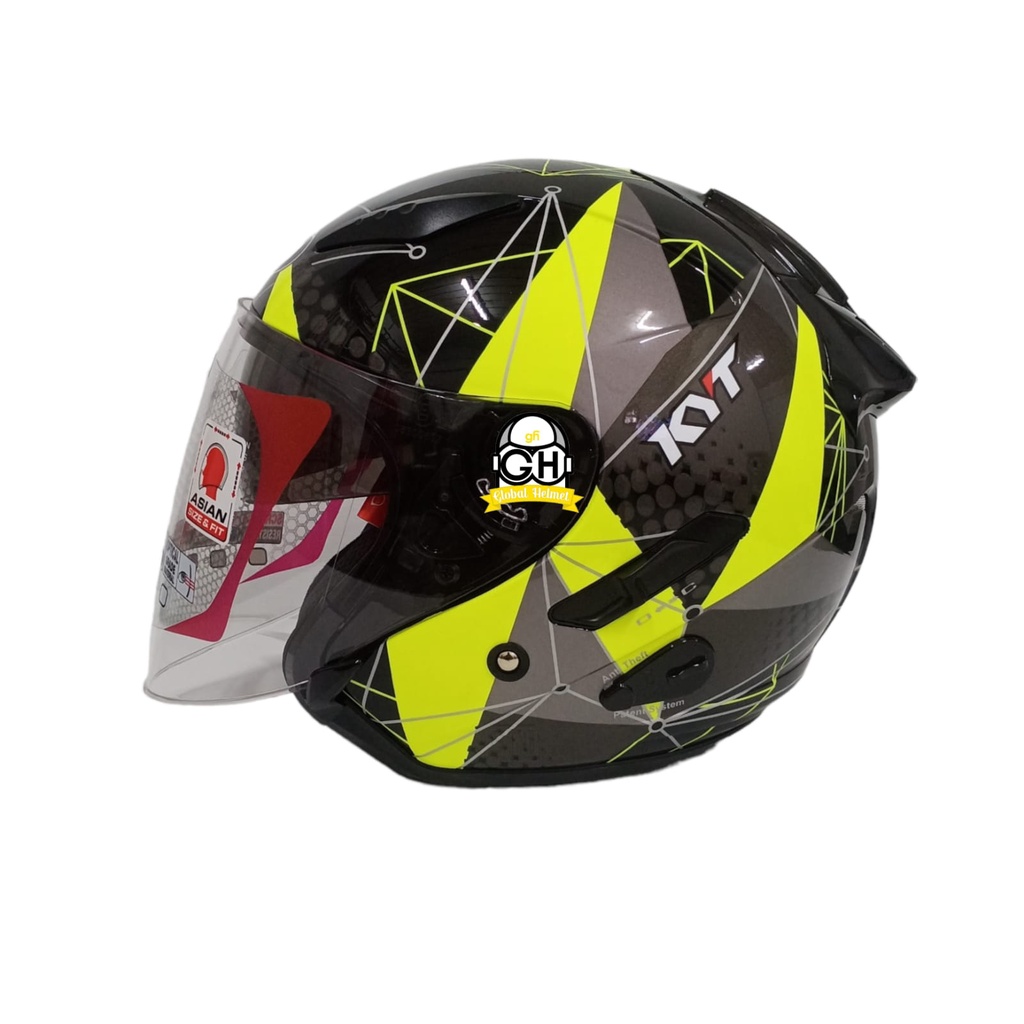 HELM KYT GALAXY FLAT R MATRIX BLACK YELLOW FLUO DOUBLE VISOR KYT HALF FACE