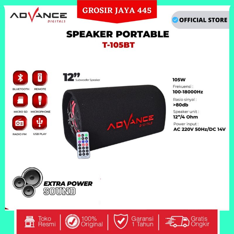 T105BT TERBARU !!! Speaker Bluetooth ADVANCE T-105BT / T 105BT 12&quot; SUBWOFEER