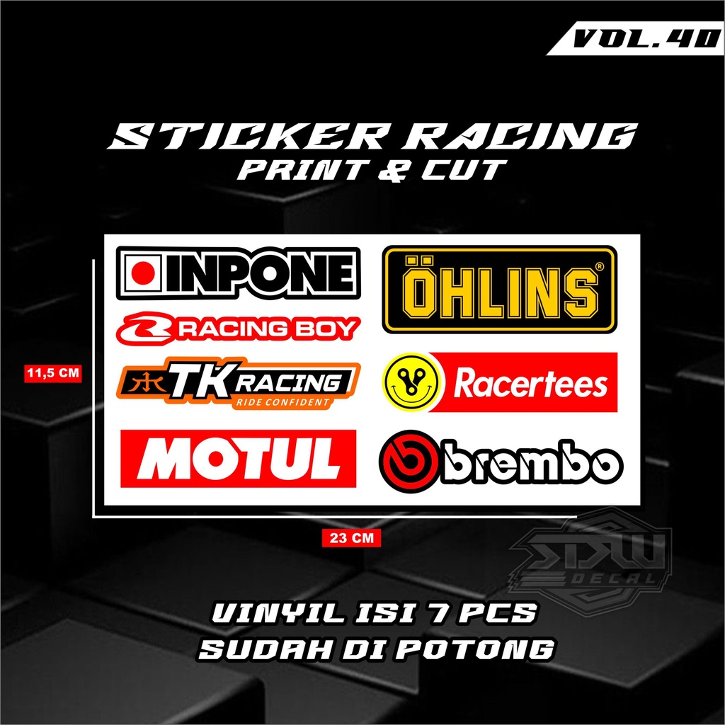 Sticker Racing Pack Print &amp; Cut Stiker Motor Setiker Motor 40/55