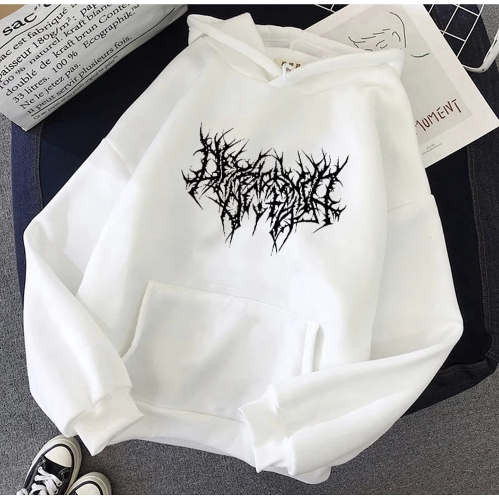 HARAJUKU GOTHIC KOREA HOODIE SWEATER BAHAN FLEECE