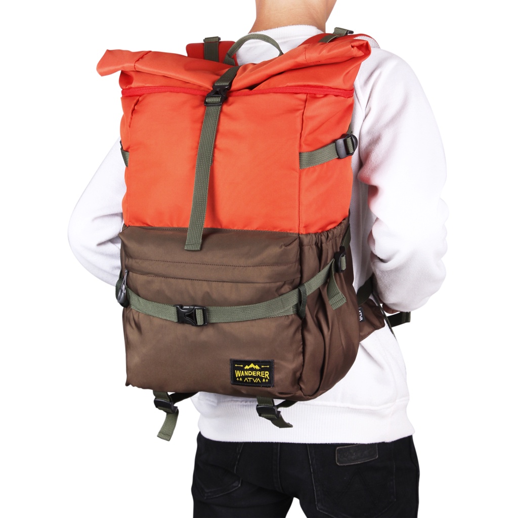 SAVANA JESPER ORIGINAL x ATVA Tas Ransel Outdoor Casual Pria Wanita Daily Backpack Kuliah Kampus Sekolah Tas Punggung Laptop Ukuran Besar 14 15 16 Inch Traveling Carrier Bagpack Rolltop Adventure Daypack Premium Roll Top Travel Bag Keren Terbaru Branded