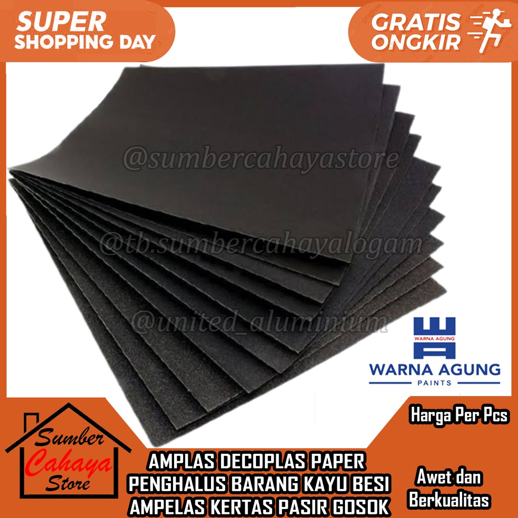 AMPLAS KERTAS LEMBARAN BESI GOSOK DECOPLAS PAPER AMPELAS GRIT 60 80 100 120 150 180 220 240 280 320 