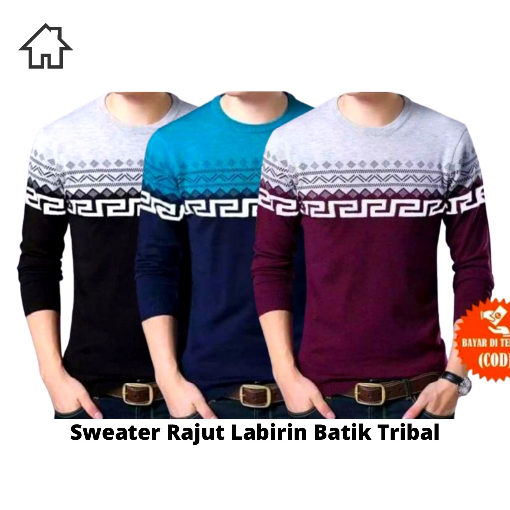 SWEATER RAJUT LABIRIN DRAFT PRIA 3 WARNA PREMIUM