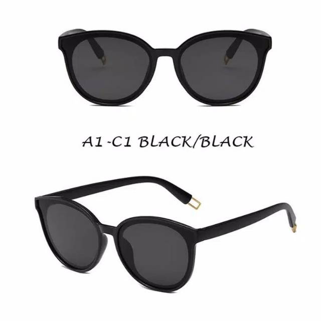 Korean Design Retro BIG BLACK Kacamata Hitam Sunglasses TANPA LOGO &amp; KEMASAN BENING