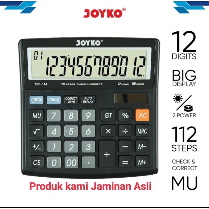 

Calculator Kalkulator Joyko CC-11A 12 Digits Check Correct