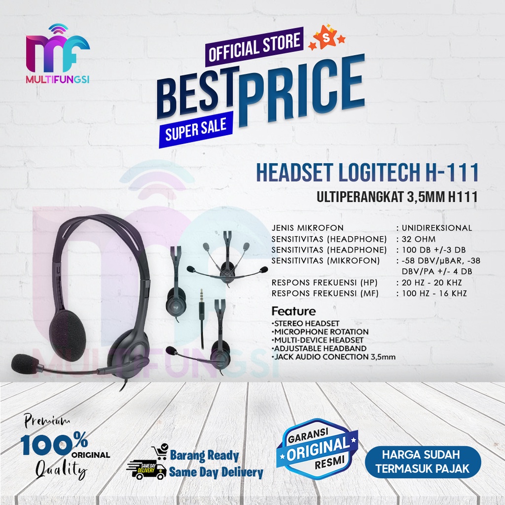 LOGITECH H-111 Headset multiperangkat 3,5mm H111