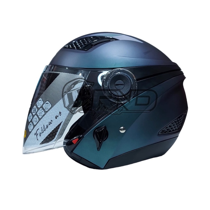 Helm Zeus 610 Matt Chamaleon Purple Half Face Double Visor Zs610