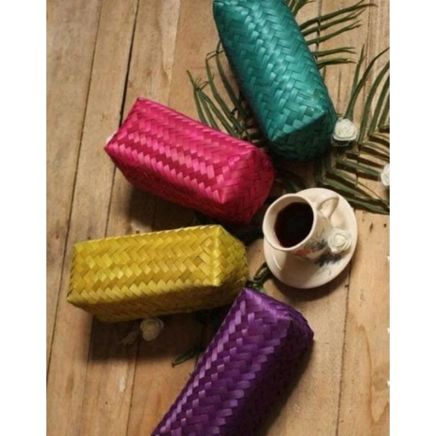 SEPASANG Besek bambu panjang 20x10 cm, warna-warni, Murah