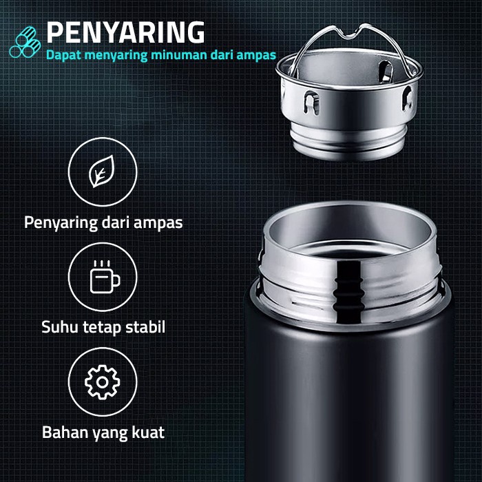 GM Bear Termos Air Panas 500ml Thermos Suhu Display LED 1325 - Tumbler LED Black