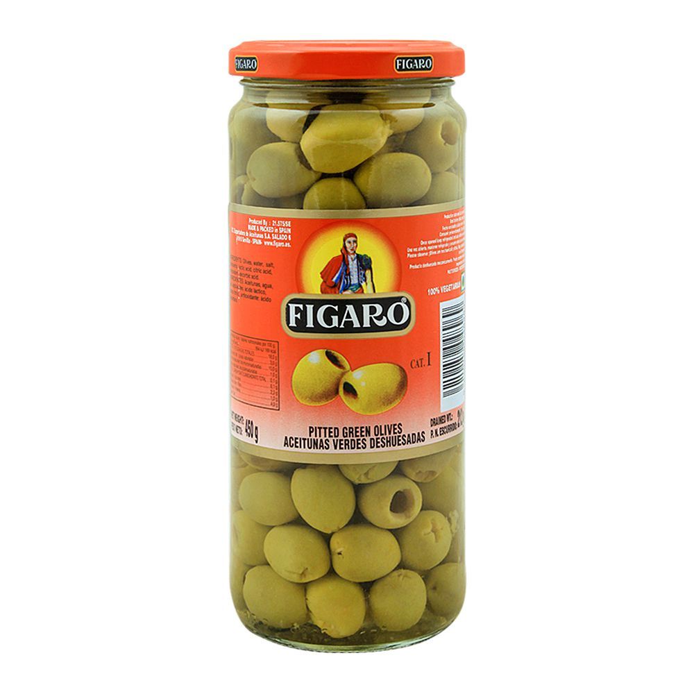 Jual Pitted Green Olive FIgaro / Buah Zaitun Hijau Figaro 450 GRAM