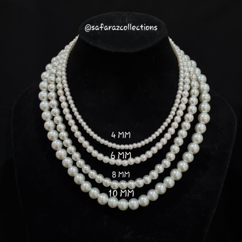 Kalung / Choker Mutiara Sintetis Necklace Pearl 4mm / 6mm / 8mm / 10mm