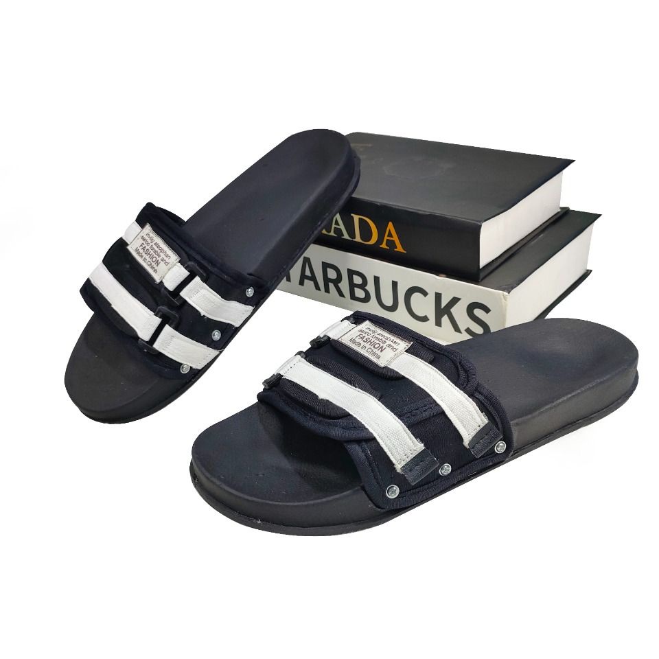 TERBARU Sandal slide pria unisexs FASHION OVAL-putih