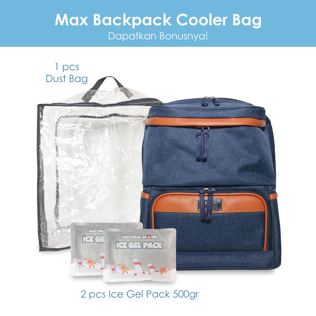 NATURAL MOMS COOLER BAG BACKPACK MAX BLUE