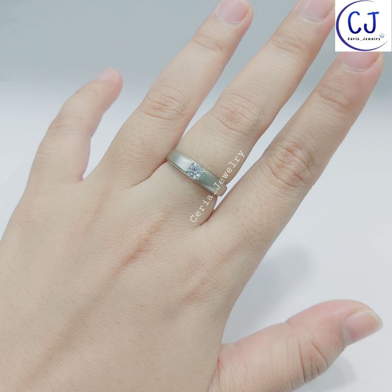 Cincin Couple Pria dan Wanita Bahan Perak Asli Silver 925 Lapis Emas Putih Model Ring Permata 1 - Cincin Ring