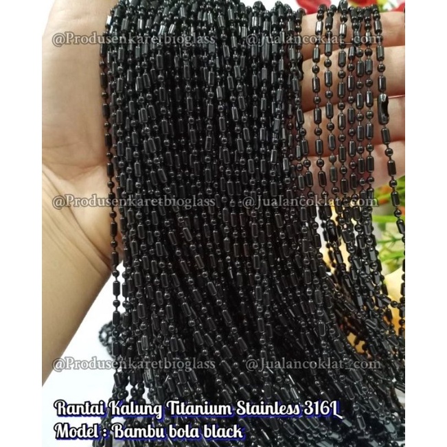 KALUNG RANTAI TITANIUM SILVER HITAM/KALUNG PRIA WANITA ANTI KARAT TERBARU