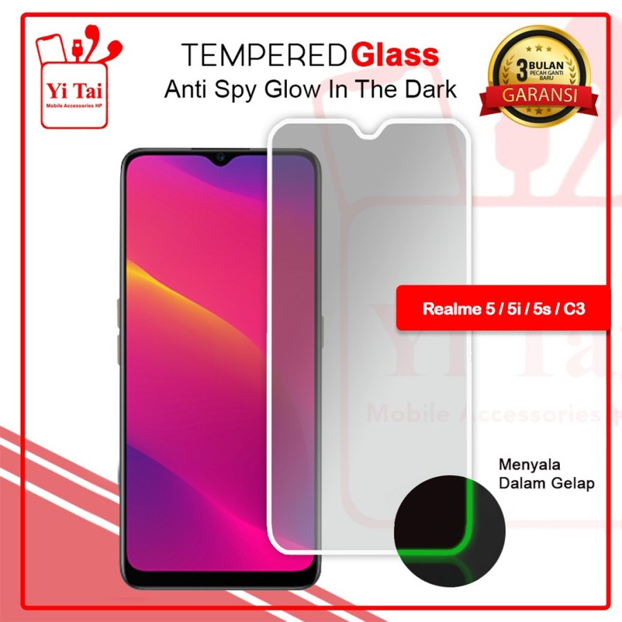 TEMPERD GLASS SPY GLOW IN THE DARK YI TAI - RELAME 5/5I/5S/C3 - GA