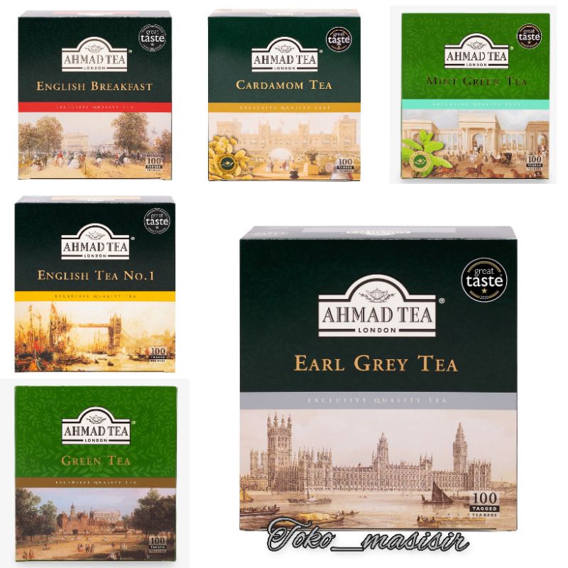 Ahmad Tea 100 Teabags(Kantong) - Earl Grey Bargamot English Breakfast Cardamom kapulaga English No.1