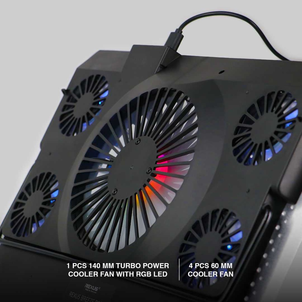 Cooling Pad Rexus B150 Breeze RGB | 5 Fan Gaming Laptop Cooler