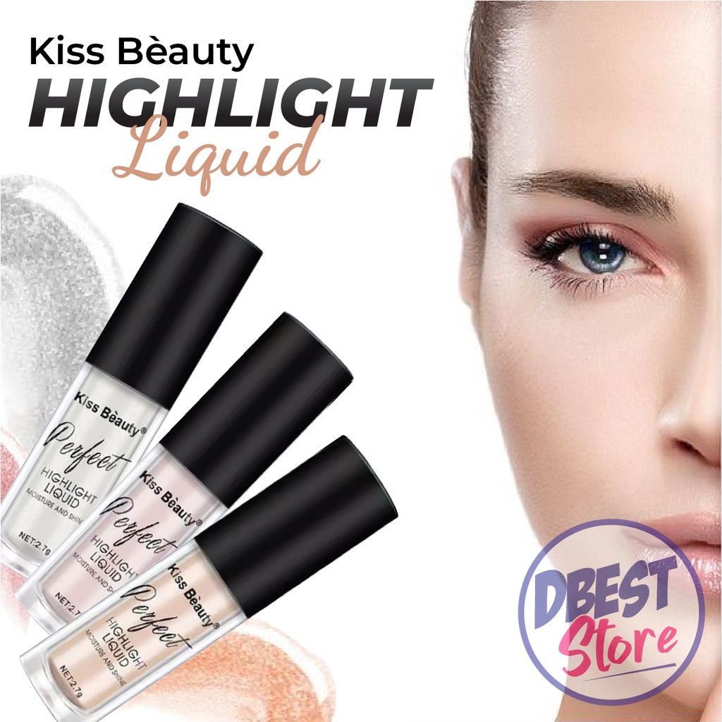 Kiss Beauty Highlighter Liquid Waterproof Original Simmer Bronzer Highlighter Cair Mencerahkan Wajah (COD)