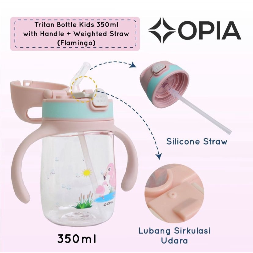 OPIA TRITAN BABY WEIGHTED STRAW BOTTLE WITH HANDLE 350ML