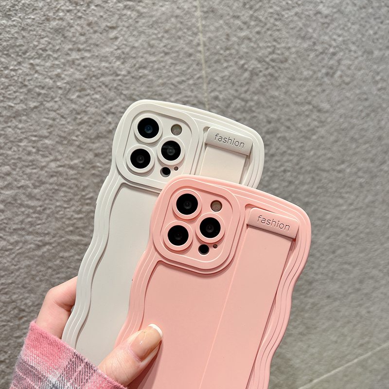 Case Silikon Pink Wave + strap Untuk OPPO A3S A31 A53 A33 A9 A5 A57 A96 F11 Reno 5 6 8 VIVO Y11 Y12i Y15 Y17 Y12S Y20S Y20i V9 S1 V23 Y19