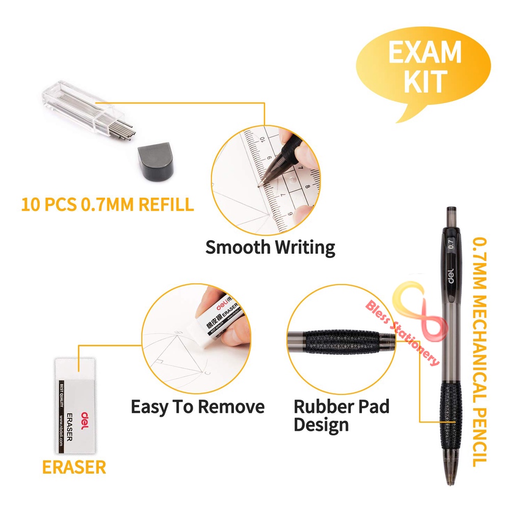 

Jangka penggaris busur sekolah DELI Compass Drafting Set Square Ruler SF6