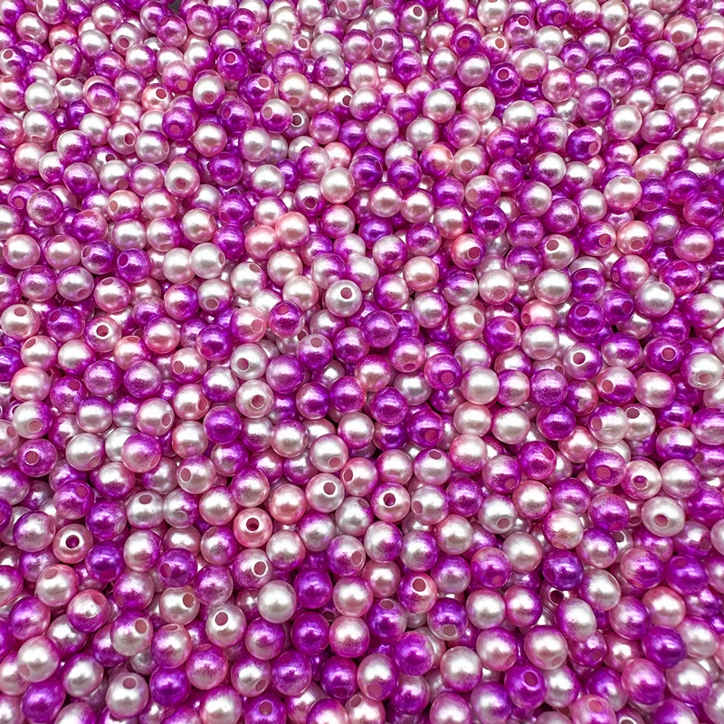 Manik-manik Mutiara Imitasi Dua Warna Bahan Akrilik Ukuran 6mm / 8mm Untuk Aksesoris Perhiasan Gelang