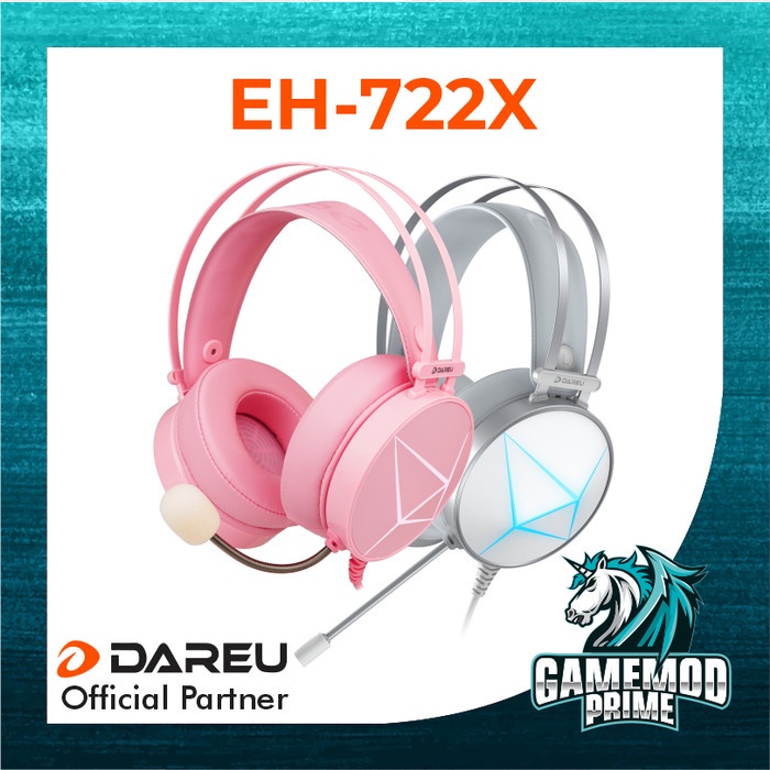 Headset Gaming Dareu EH-722X 7.1 EH722X WHITE PINK EDITION