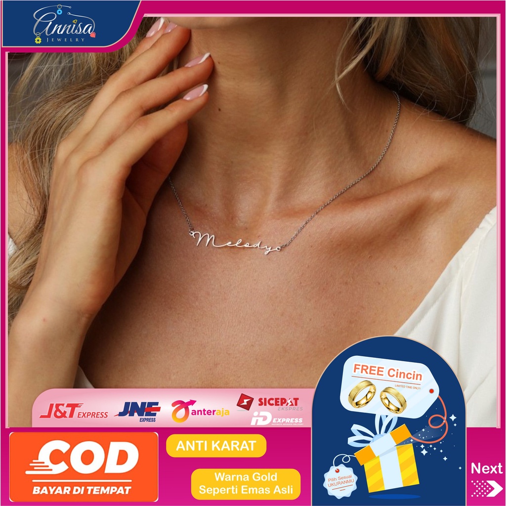 Kalung nama simple new model Titanium Asli