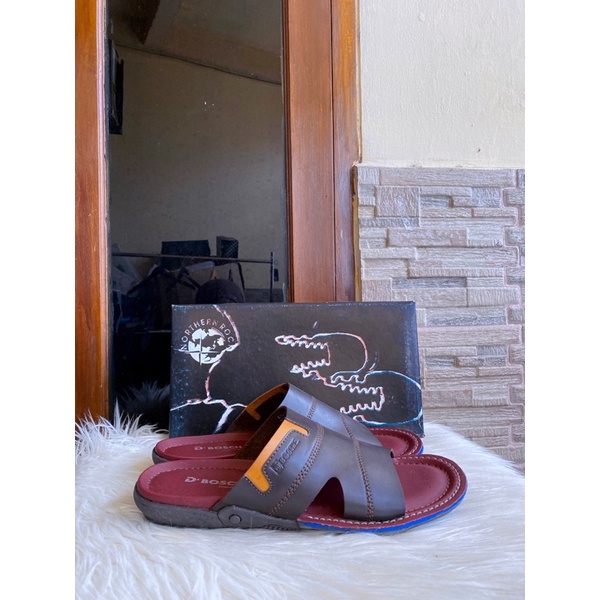 PSPGN.CO | ORIGINAL BRANDED D’BOSCHA EH2-4035 COFFEE SANDAL KULIT PRIA SLIDE KASUAL SUPER SALE 40