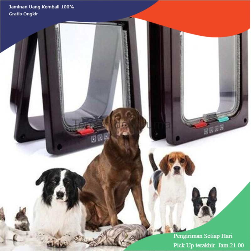 TD - PR KOVELY Lubang Pintu Kucing Anjing Flap Door 4 Way Lock Size M - CFB34