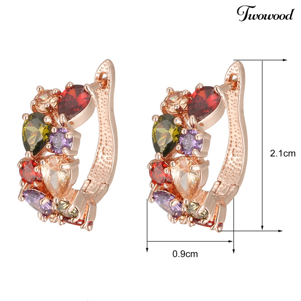 1 Pasang Anting Berlian Imitasi Warna-Warni Gaya Eropa Dan Amerika Untuk Wanita
