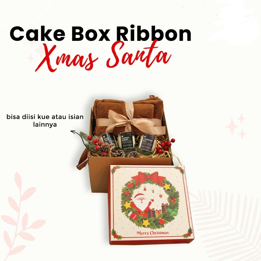 

Packaging Kue Christmas / Cake Box Ribbon Xmas / Cake Box Ribbon Christmas / Cake Box Ribbon Natal / Santa NCL